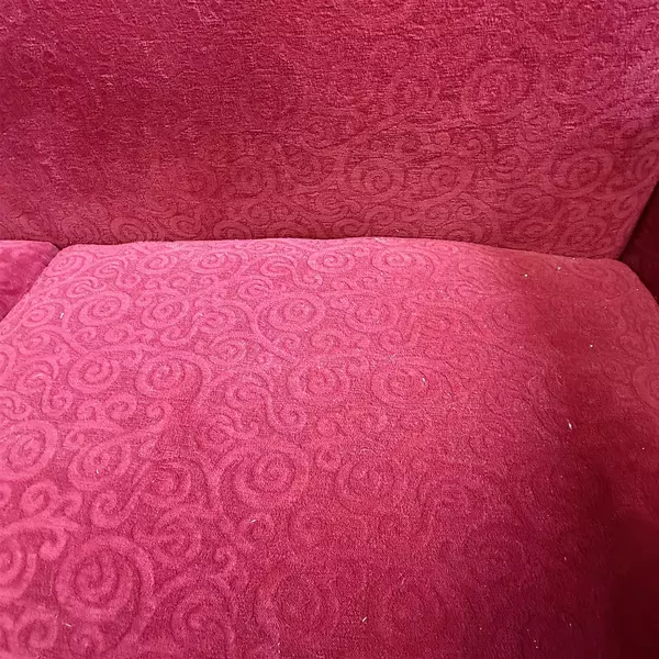 Deep Red Two Seat Patterned Hardback Sofa Cushioned