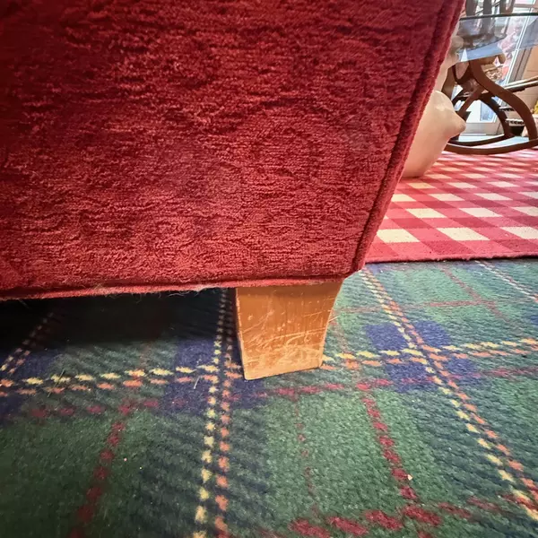 Deep Red Two Seat Patterned Hardback Sofa Cushioned