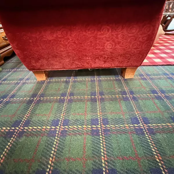 Deep Red Two Seat Patterned Hardback Sofa Cushioned