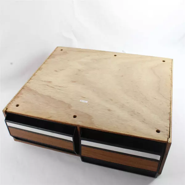 Vintage Faux Wood VHS Tape Cabinet 24-Holder 2-Drawer Storage Box Missing Feet