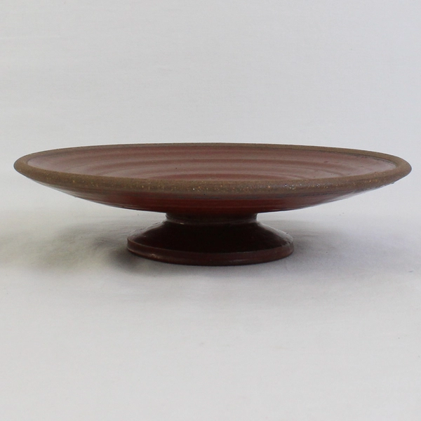 Handmade Redware Pottery Footed Clay Dish 8.5"