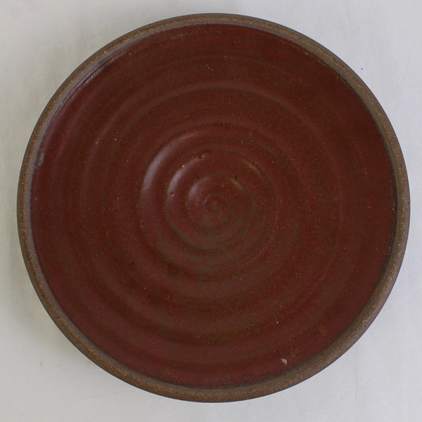 Handmade Redware Pottery Footed Clay Dish 8.5"