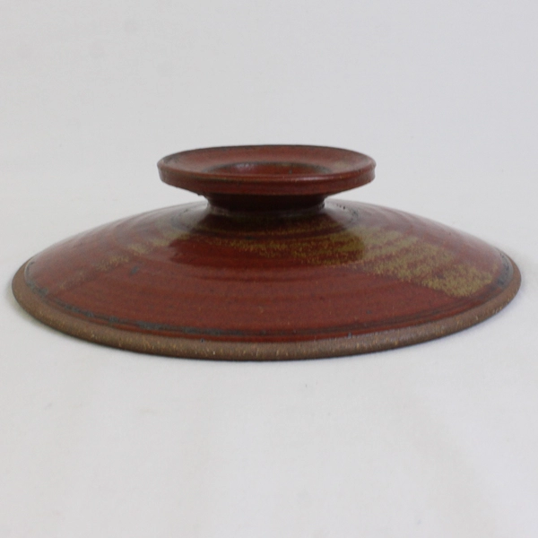 Handmade Redware Pottery Footed Clay Dish 8.5"