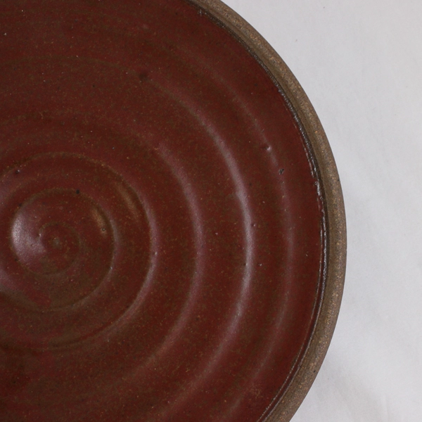 Handmade Redware Pottery Footed Clay Dish 8.5"