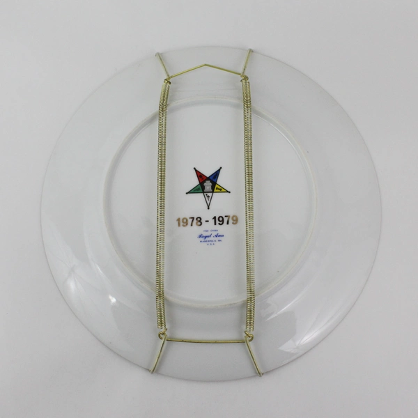 1978-79 Royal Ann Order Of The Eastern Star Dinner Plate White With Violets