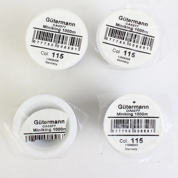 Lot of 4 Gutermann Sewing Thread Miniking Spools 1000m Grey 115 New