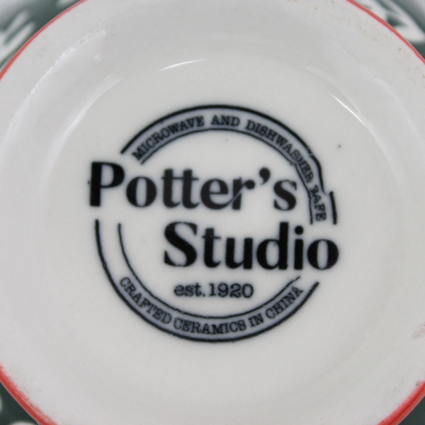 Potters Studio Green And Red Branch pattern Ceramic Footed Coffee Mug