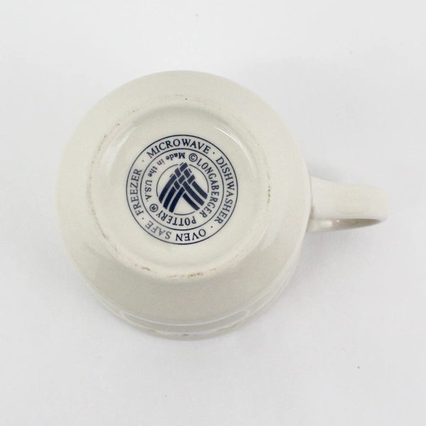 Longaberger Pottery Woven Traditions Blue Coffee Mug Cup 12 oz