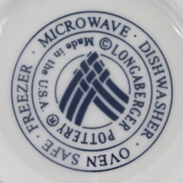 Longaberger Pottery Woven Traditions Blue Coffee Mug Cup 12 oz