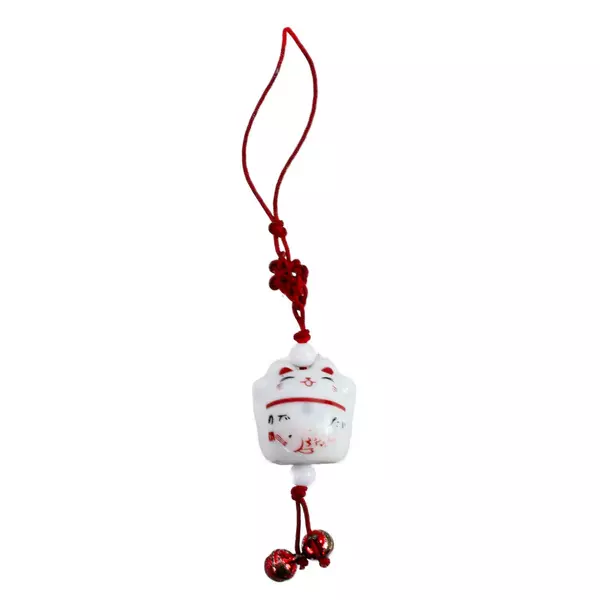 Japanese Ceramic Maneki Neko Lucky Cat Phone Charm Keyring