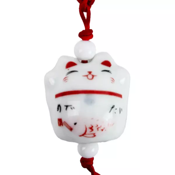 Japanese Ceramic Maneki Neko Lucky Cat Phone Charm Keyring