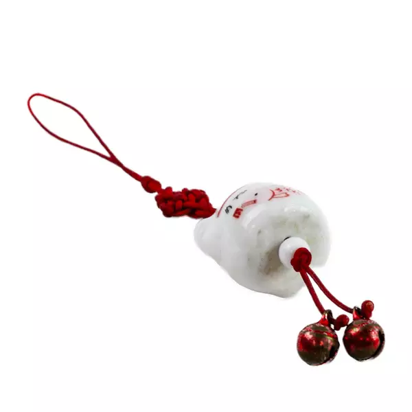 Japanese Ceramic Maneki Neko Lucky Cat Phone Charm Keyring