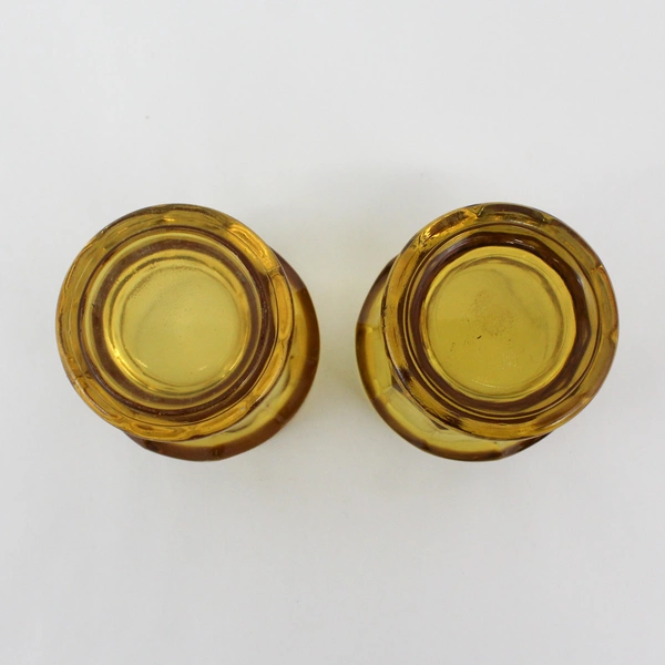 Set of 2 Anchor Hocking Georgian Honeycomb Amber Footed Goblets 4.25"