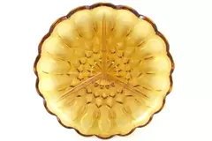 Anchor Hocking Fairfield 3 Part Divided Relish Dish Amber Glass 