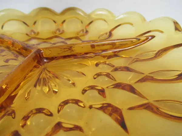 Anchor Hocking Fairfield 3 Part Divided Relish Dish Amber Glass 