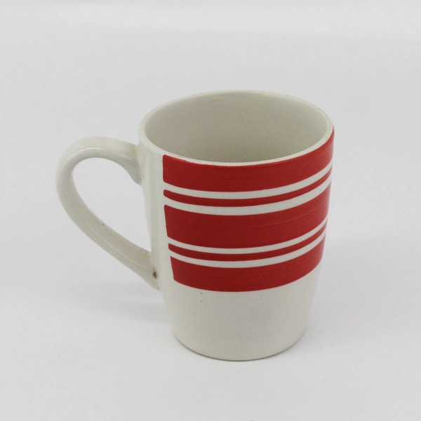 Royal Norfolk Stoneware Coffee Mug Cream With Red Stripes