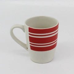 Royal Norfolk Stoneware Coffee Mug Cream With Red Stripes