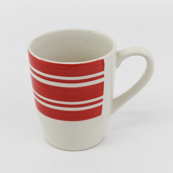 Royal Norfolk Stoneware Coffee Mug Cream With Red Stripes