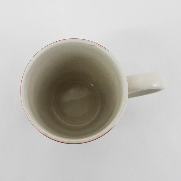 Royal Norfolk Stoneware Coffee Mug Cream With Red Stripes