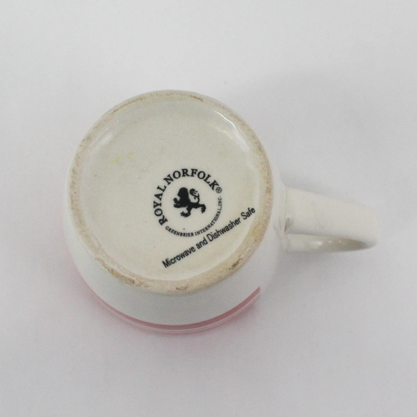 Royal Norfolk Stoneware Coffee Mug Cream With Red Stripes