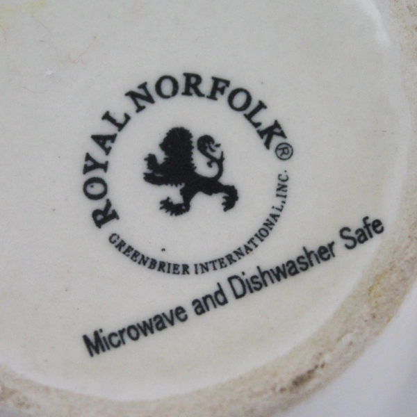 Royal Norfolk Stoneware Coffee Mug Cream With Red Stripes