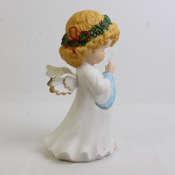 Vtg Porcelain Angel Music Box Christmas 'Hark The Herald Angels Sing' 8" Tall