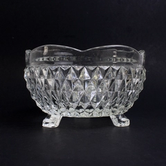 Vintage Indiana Glass Diamond Point 3-Toed Bowl Candy Dish 5"