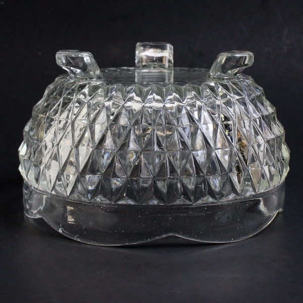 Vintage Indiana Glass Diamond Point 3-Toed Bowl Candy Dish 5"