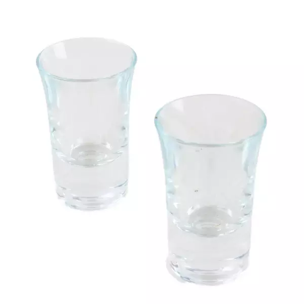 Set of 2 Clear Glass Shot Glasses - Stackable