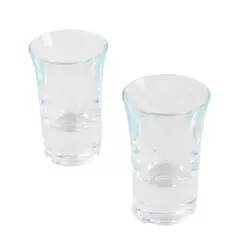 Set of 2 Clear Glass Shot Glasses - Stackable