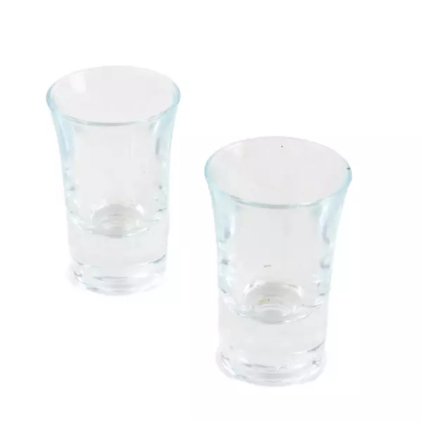 Set of 2 Clear Glass Shot Glasses - Stackable