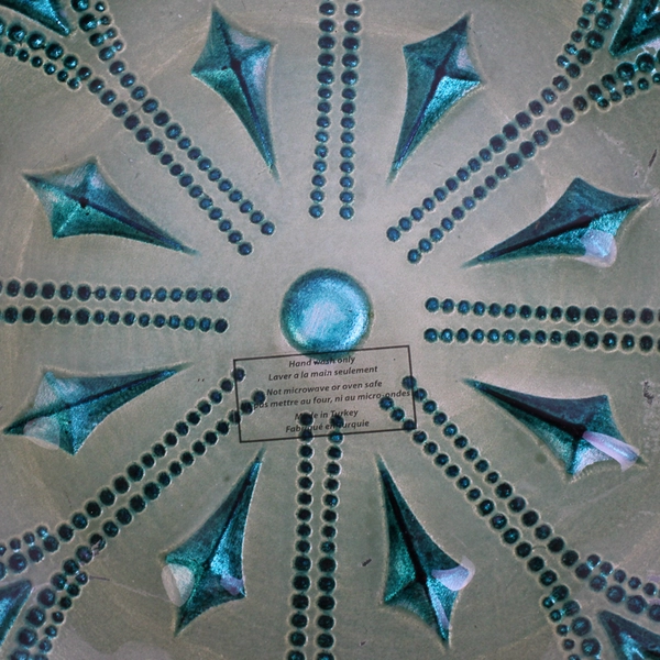 Unbranded Green Reverse Painted Flower Patterned Centerpiece Bowl 15.75"x15.75"