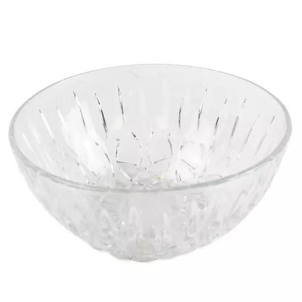 Vintage Pressed Glass Serving Bowl 6" Clear Patterned Salad Dessert