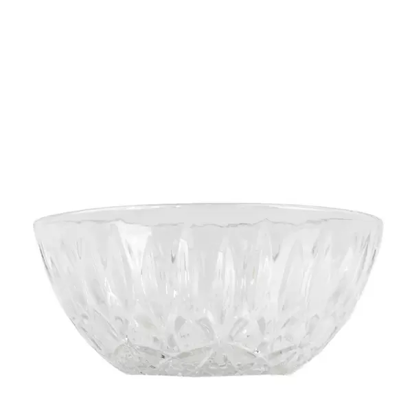 Vintage Pressed Glass Serving Bowl 6" Clear Patterned Salad Dessert