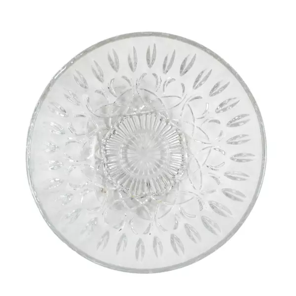 Vintage Pressed Glass Serving Bowl 6" Clear Patterned Salad Dessert