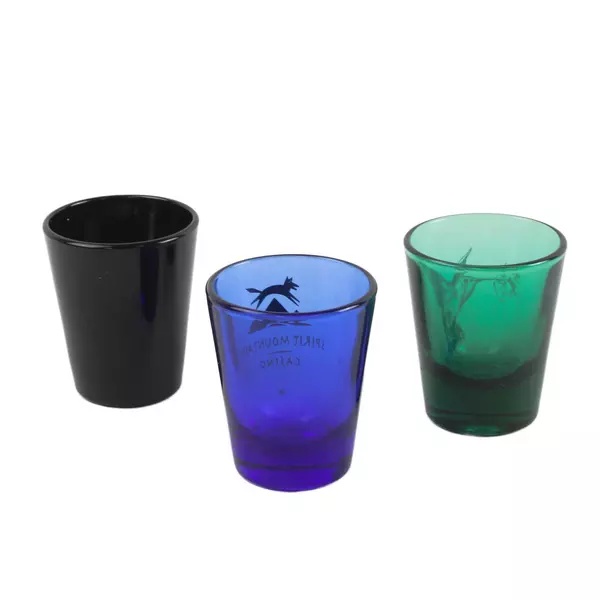 Lot of 3 Souvenir Shot Glasses - Spirit Mountain, Evergreen, Hummingbird