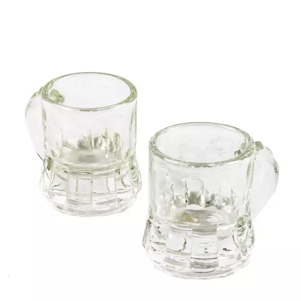 Set of 2 Mini Stein Clear Glasses - Small Beer/Shot Glasses