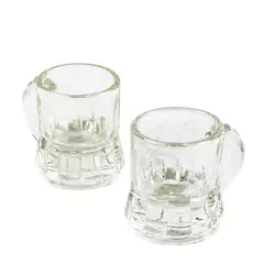 Set of 2 Mini Stein Clear Glasses - Small Beer/Shot Glasses