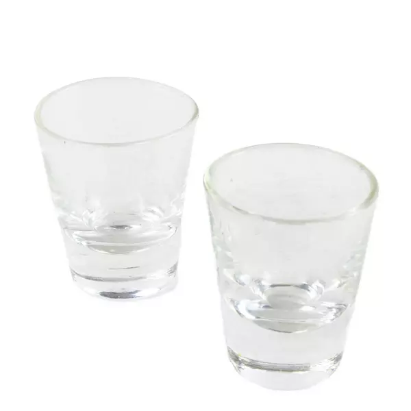 Set of 2 Clear Shot Glasses Small Bar Tasting Glasses