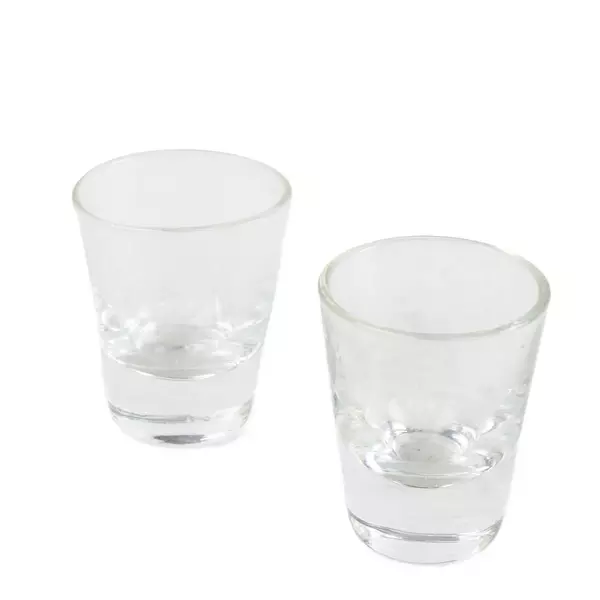 Set of 2 Clear Shot Glasses Small Bar Tasting Glasses