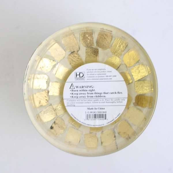 HD Design Gold/Silver Color Mosaic Style Glass Candle Holder Decor 8.5" Tall 