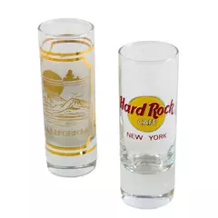 Lot of 2 Hard Rock Cafe Souvenir Shot Glasses New York California
