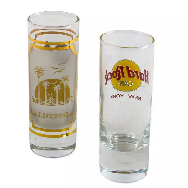 Lot of 2 Hard Rock Cafe Souvenir Shot Glasses New York California