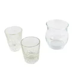 Lot of 3 Glasses - 2 Clear Shot Glasses & 1 Small Drinking Glass