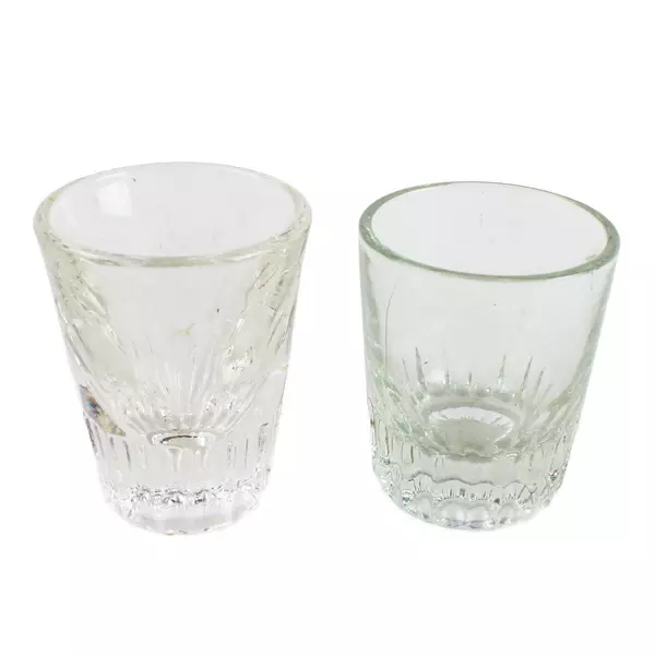 Lot of 3 Glasses - 2 Clear Shot Glasses & 1 Small Drinking Glass