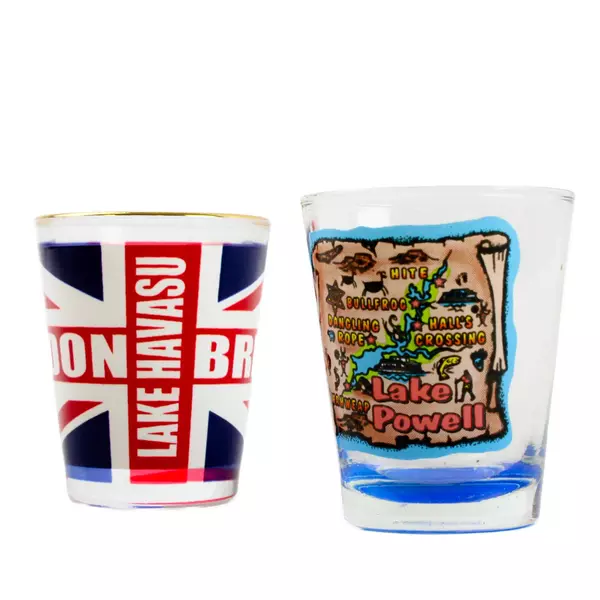 Lot of 2 Souvenir Shot Glasses London Bridge & Lake Havasu/Lake Powell AZ
