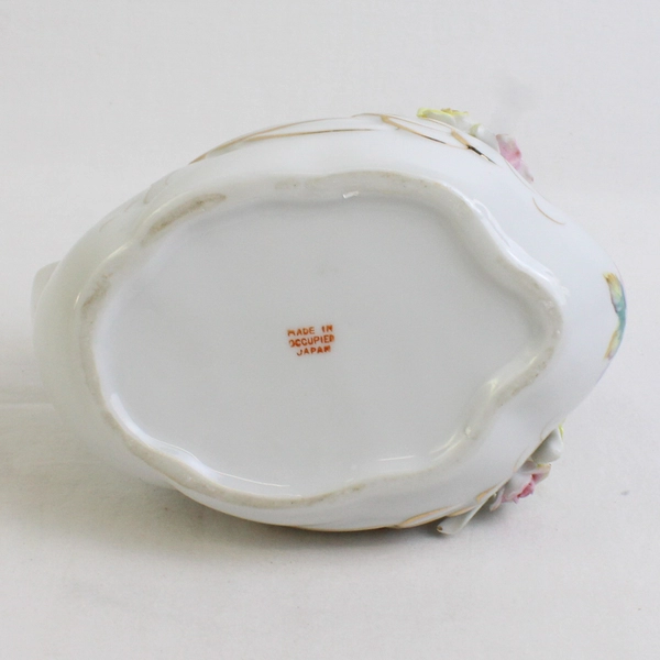 Unbranded Porcelain White W/ Gold Trim Swan Trinket Dish Made In Occupied Japan
