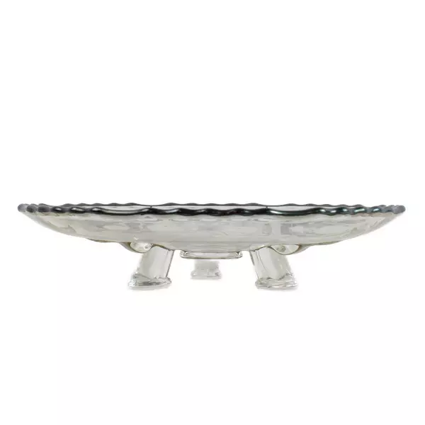 Vintage 3-Footed Clear Glass 50th Anniversary Plate, Black Writing