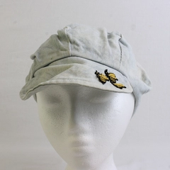  Unbranded Womens Light Blue W/ Bee Iron On Patch Newsboy Cap Hat One Size