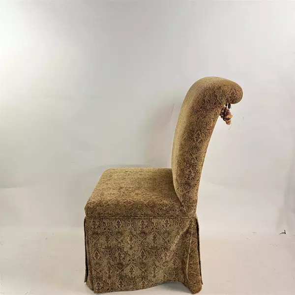 Vintage 2004 Bombay Yellow Paisley Skirted Armless Dining Chair 